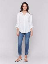 Load image into Gallery viewer, Charlie B - C4444RR - Linen Blend Tunic Blouse With Hearts - Gold
