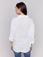 Load image into Gallery viewer, Charlie B - C4444RR - Linen Blend Tunic Blouse With Hearts - Gold
