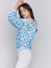 Load image into Gallery viewer, Charlie B - C4499RR - 3/4 Sleeve Crochet Top - Coastal
