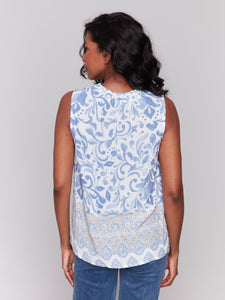 Charlie B - C4529RP - Printed Sleeveless Top - Royal