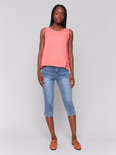 Load image into Gallery viewer, Charlie B - C4543R - Sleeveless Linen Top With Slit - Watermelon
