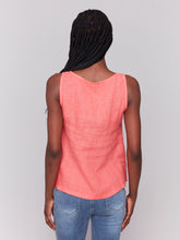 Load image into Gallery viewer, Charlie B - C4543R - Sleeveless Linen Top With Slit - Watermelon
