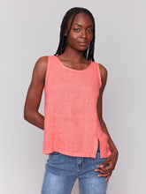 Load image into Gallery viewer, Charlie B - C4543R - Sleeveless Linen Top With Slit - Watermelon
