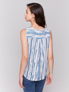 Charlie B - C4588 - Printed Sleeveless Crew Neck Woven Top - Beach