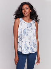 Load image into Gallery viewer, Charlie B - C4599P - Satin Look Printed Sleeveless Top - Ivory
