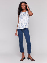 Load image into Gallery viewer, Charlie B - C4599P - Satin Look Printed Sleeveless Top - Ivory
