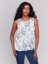 Load image into Gallery viewer, Charlie B - C4599P - Satin Look Printed Sleeveless Top - Ivory
