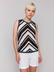 Charlie B - C4612 - Crochet Sleeveless Crew Neck Cami - Pepper