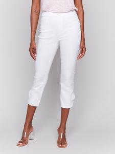 Charlie B - C5333X - Pull-On Jeans with Bow Detail - White