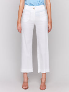 Charlie B - C5462R - Cropped Linen Blend Pants - White