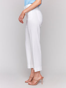 Charlie B - C5462R - Cropped Linen Blend Pants - White