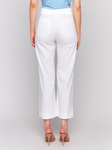 Charlie B - C5462R - Cropped Linen Blend Pants - White