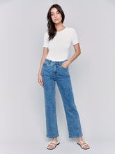 Load image into Gallery viewer, Charlie B - C5584J - Straight Leg Jean with Elastic at Waistband - Medium Blue
