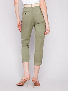 Charlie B - C5625 - Slim Pant Leg with Belt - Celadon