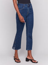 Load image into Gallery viewer, Charlie B - C5643 - Lace Cuts Side Slim Pant - Indigo
