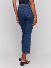 Load image into Gallery viewer, Charlie B - C5643 - Lace Cuts Side Slim Pant - Indigo
