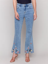 Load image into Gallery viewer, Charlie B - C5653 - Front Slit Embroidered Pant - Lt Blue
