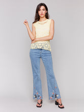 Load image into Gallery viewer, Charlie B - C5653 - Front Slit Embroidered Pant - Lt Blue
