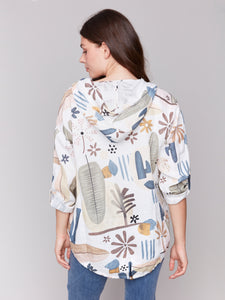 Charlie B - C6166Y - Printed Linen Duster Jacket - Cactus