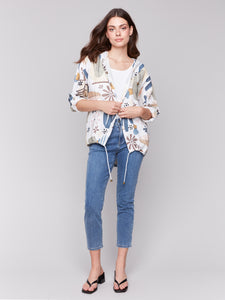 Charlie B - C6166Y - Printed Linen Duster Jacket - Cactus