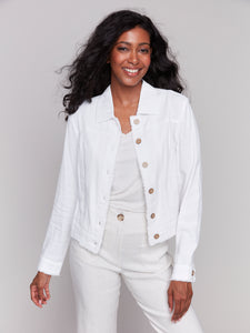 Charlie B - C6199Y - Linen Blend Jacket - White