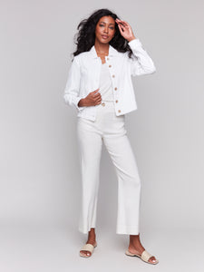 Charlie B - C6199Y - Linen Blend Jacket - White