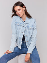 Load image into Gallery viewer, Charlie B - C6233X - Jean Jacket With Frayed Edges - Bleach Blue
