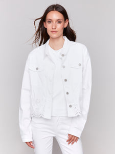 Charlie B - C6362 - Eyelet Scallop Jacket - White