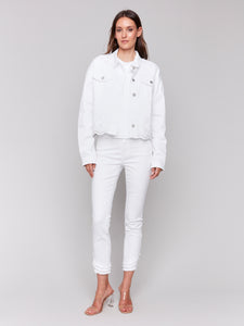 Charlie B - C6362 - Eyelet Scallop Jacket - White