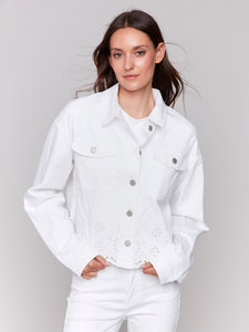 Charlie B - C6362 - Eyelet Scallop Jacket - White