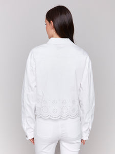 Charlie B - C6362 - Eyelet Scallop Jacket - White