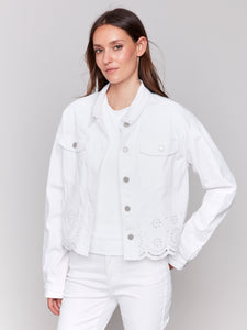 Charlie B - C6362 - Eyelet Scallop Jacket - White