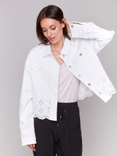 Load image into Gallery viewer, Charlie B - C6362 - Eyelet Scallop Jacket - White
