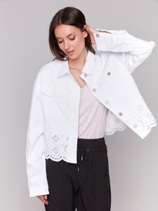 Charlie B - C6362 - Eyelet Scallop Jacket - White