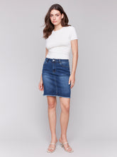 Load image into Gallery viewer, Charlie B - C7042Y - Stretch Denim Skort Fray Hem - Indigo
