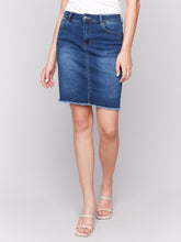 Load image into Gallery viewer, Charlie B - C7042Y - Stretch Denim Skort Fray Hem - Indigo
