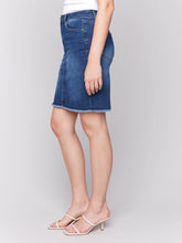 Load image into Gallery viewer, Charlie B - C7042Y - Stretch Denim Skort Fray Hem - Indigo
