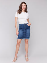 Load image into Gallery viewer, Charlie B - C7042Y - Stretch Denim Skort Fray Hem - Indigo
