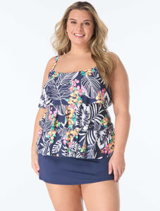 Beach House - HW3E096 - Plus Size Jane Ruffle Tankini - Admiral Jungle Jersey