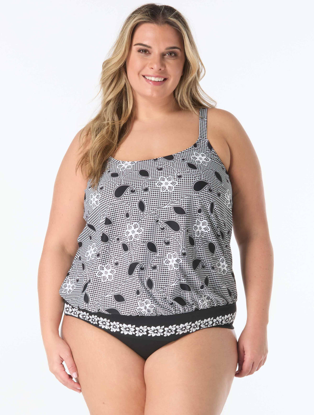 Beach House - HW4F120 - Plus Size Sarah Blouson Tankini - Floral Allure