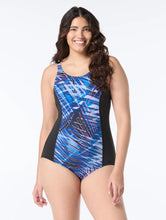 Load image into Gallery viewer, Gabar - G5P407P - Plus Size Scoop Neck One Piece - Blue Multi
