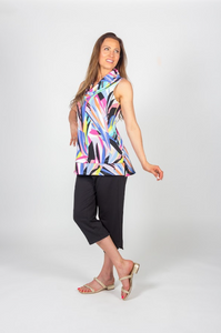 Pure - 521-4812 - Sleeveless Tunic Top Cowlneck - Multi