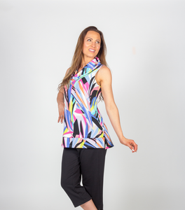 Pure - 521-4812 - Sleeveless Tunic Top Cowlneck - Multi