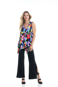 Gitane - T25506 - 19458B - Asymmetric Sleeveless tunic - Black/Floral