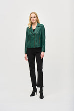 Load image into Gallery viewer, Joseph Ribkoff - 243905 - Foiled Knit Moto Jacket - Absolute Green
