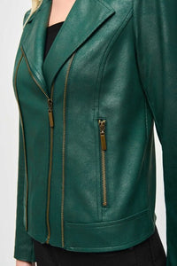 Joseph Ribkoff - 243905 - Foiled Knit Moto Jacket - Absolute Green