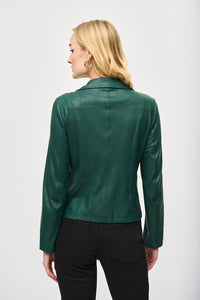 Joseph Ribkoff - 243905 - Foiled Knit Moto Jacket - Absolute Green