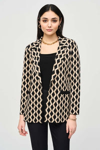 Joseph Ribkoff - 243929 - Brushed Jacquard Geometric Print Blazer - Black/Gold