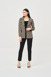 Joseph Ribkoff - 243929 - Brushed Jacquard Geometric Print Blazer - Black/Gold