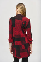 Load image into Gallery viewer, Joseph Ribkoff - 243309 - Sweater Knit Patchwork Print Blazer - Black/Red
